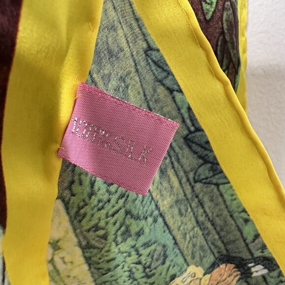 Asian Inspired Silk Scarf Floral Butterflies Bird OS - Picture 3 of 9